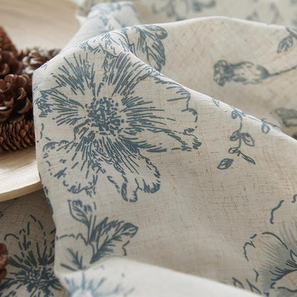 jinchan Floral Linen Tier Curtains 45 Inch Farmhouse Botanic Cafe Drapes - Image 6