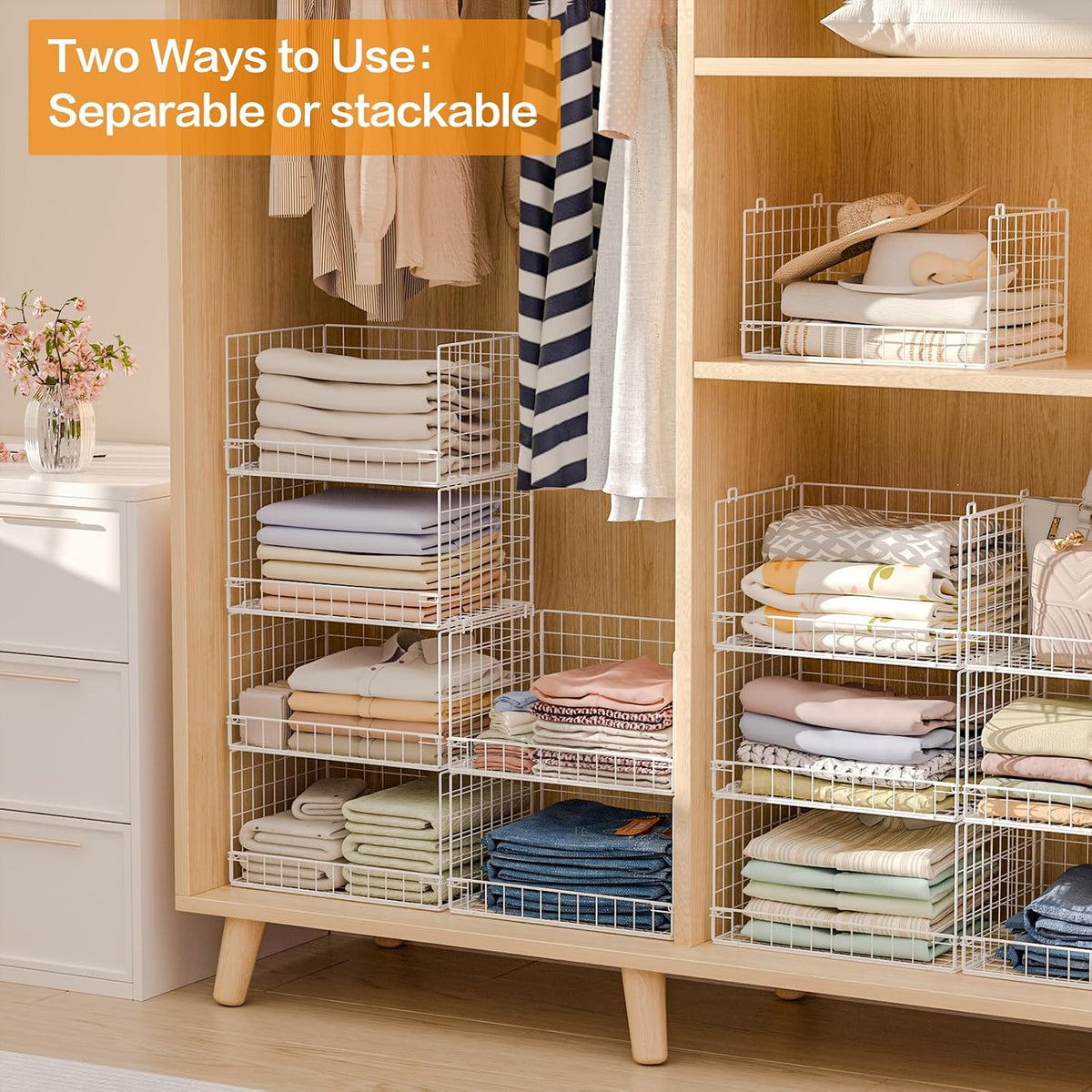 yociyoga 6-tier stackable closet organizers and storage shelves on a desk or shelf