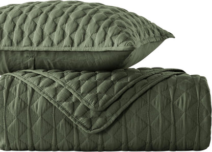 wdcozy olive green quilt king size bedding set, view 9