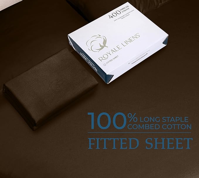 Royale Linens 400 Thread Count 100% American Grown Cotton Fitted Sheet Full Size - Image 9