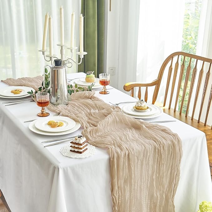 IVAPUPU 6 Pcs Cheesecloth Table Runner - 10ft Nude Boho Gauze Cheese Cloth by IVAPUPU