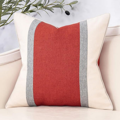 Yangest Patchwork Pillow Cover 24x24 Inch Luxury Cotton and Linen Cushion Cover by Yangest