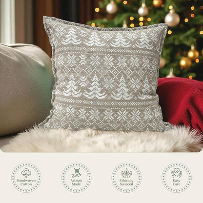 SanVia Olive Fern Premium Cotton Throw Pillow Covers, 20 x 20 Inches, Luxury - Image 4