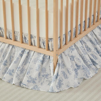 Brandream French Country Toile Floral Print Cotton Crib Skirt Toddler Bedskirt by Brandream