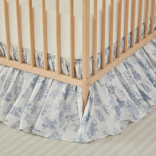 Brandream French Country Toile Floral Print Cotton Crib Skirt Toddler Bedskirt by Brandream