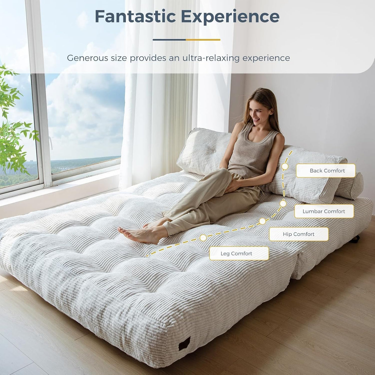 maxyoyo folding sofa bed, convertible chair bed with showing dimensions