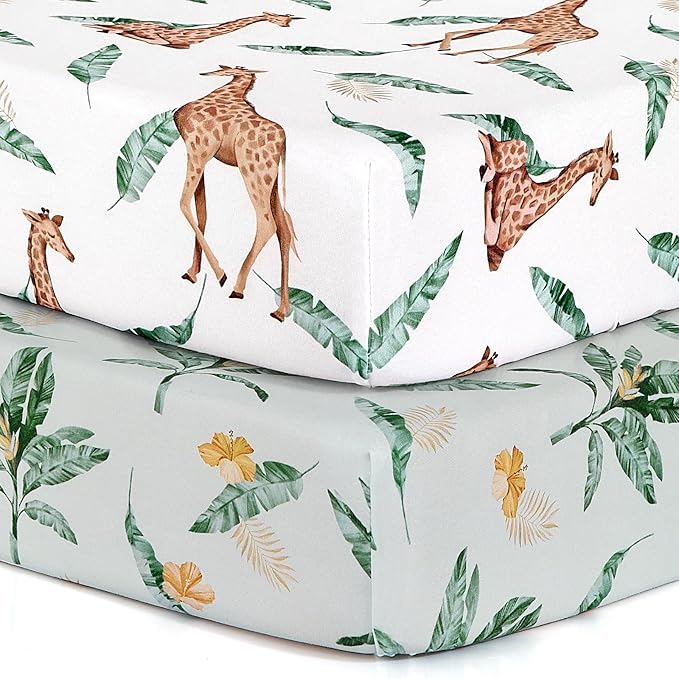 BROLEX 2 Pack Mini Crib Sheets, Stretchy Portable Fitted Playard Sheet Set by BROLEX
