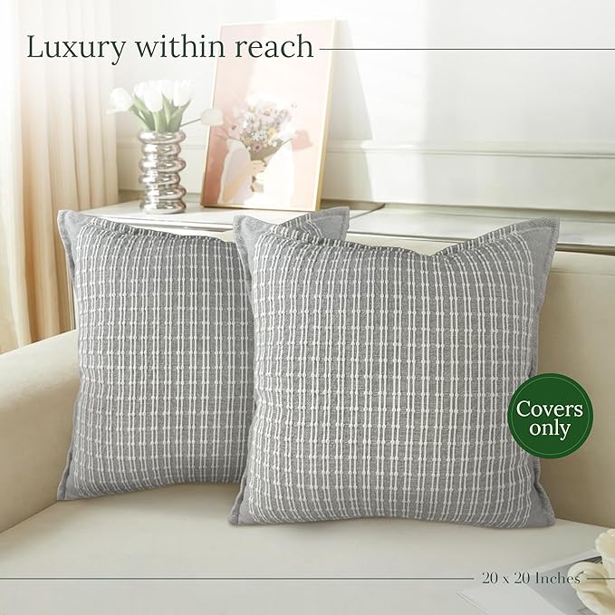 SanVia Serene Premium Cotton Throw Pillow Covers, 20 x 20 Inches, Luxurious - Image 5