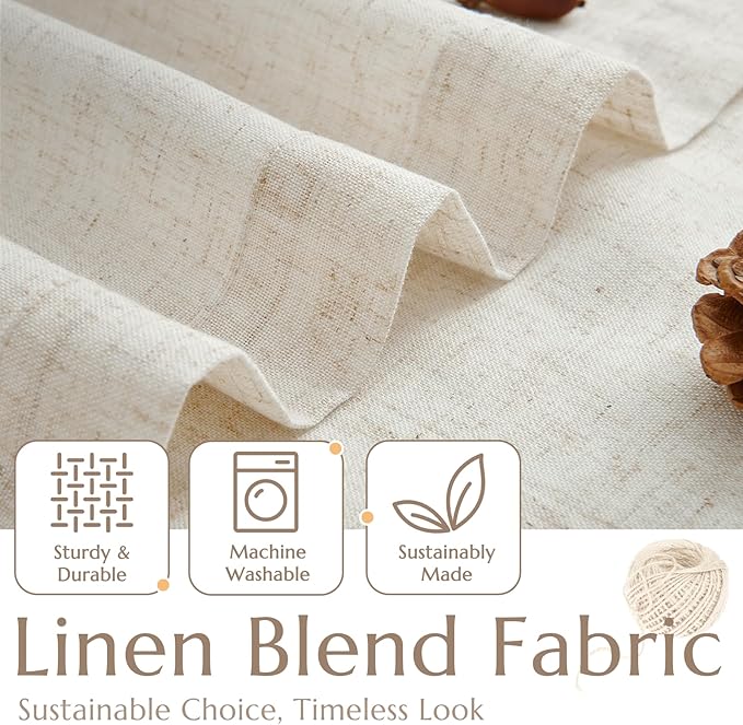jinchan Tier Curtains 45 Inch for Small Window Linen Blend Cafe Curtains - Image 6