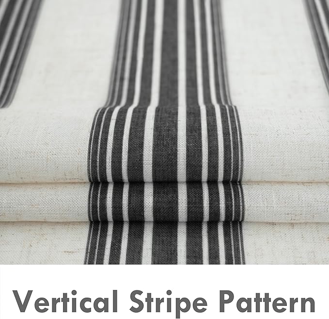 DriftAway Farmhouse Vertical Striped Linen Blend Textured Light Filtering Semi - Image 3