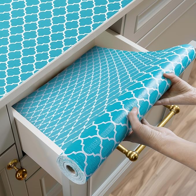 Shelf and Drawer Liner for Kitchen Cabinets Non-Adhesive, Strong Grip Non-Slip by Shinlendid