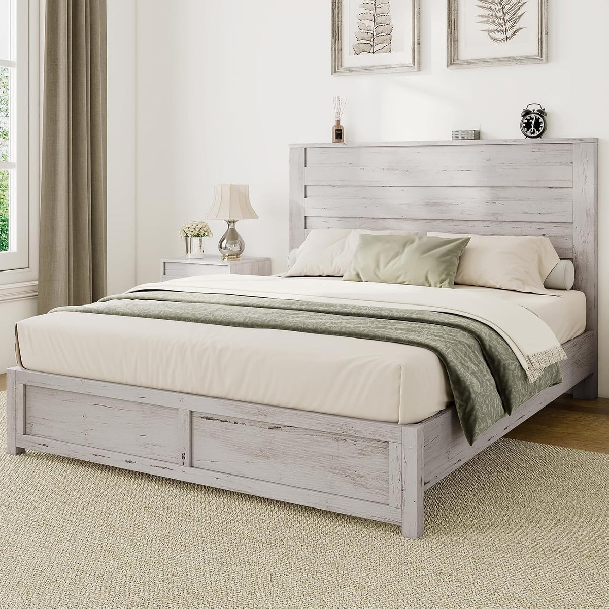 albott farmhouse queen platform bed with 49" headboard, main product view