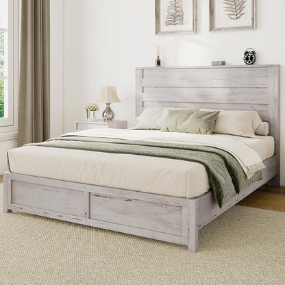 albott farmhouse queen platform bed with 49" headboard, main product view