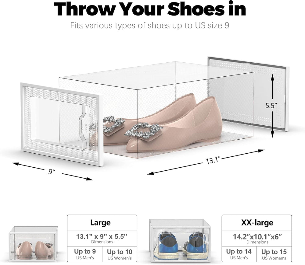 12 Pack Shoe Storage Box, Clear Plastic Stackable Shoe Organizer for Closet, ...