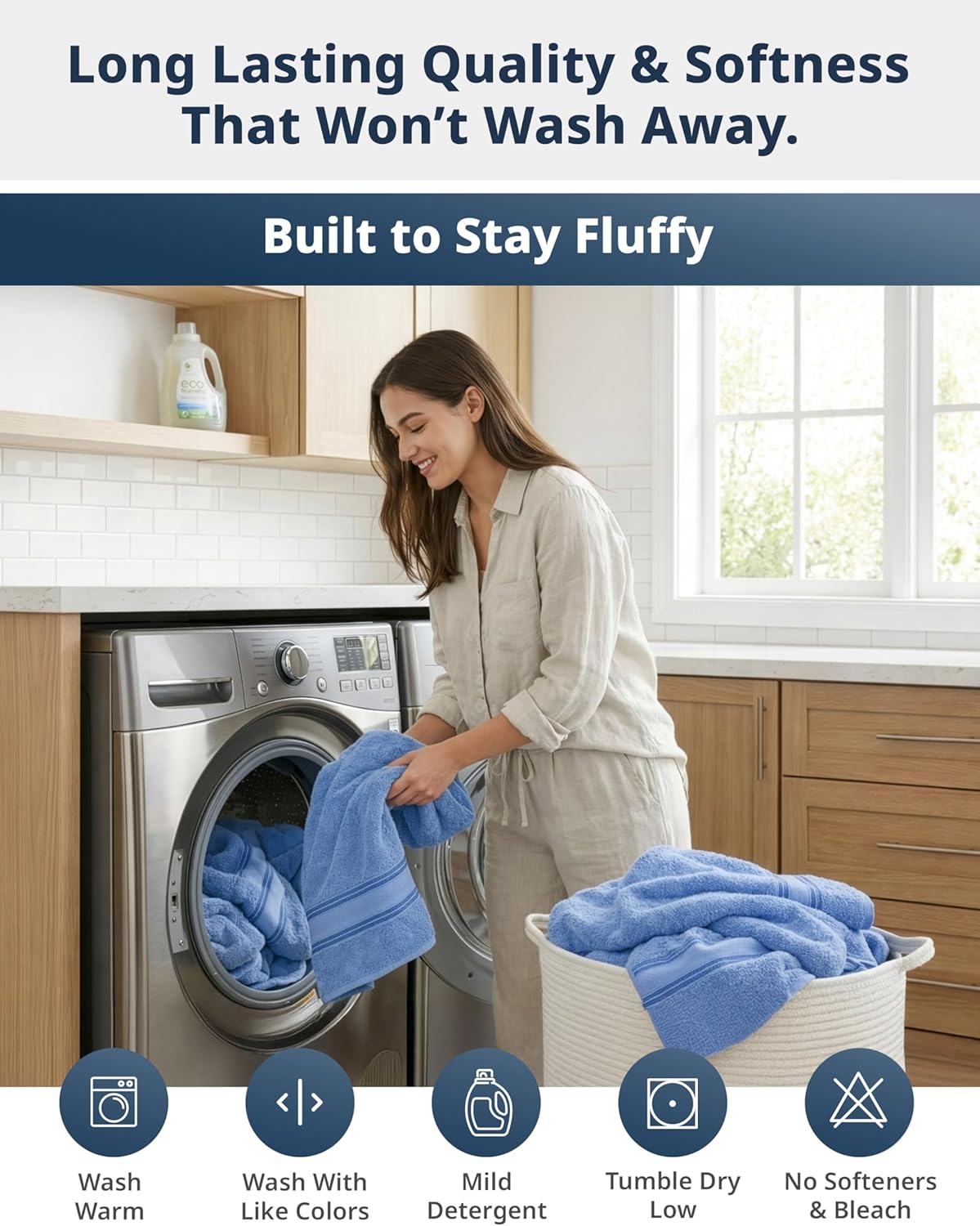 lane linen towel set quick dry 100% cotton, front angle view