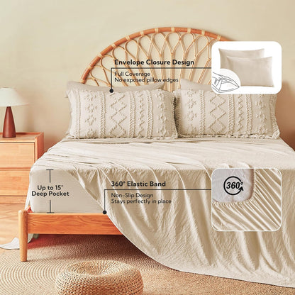 mr&hm queen comforter set 7 pieces, fluffy tufted, front angle view