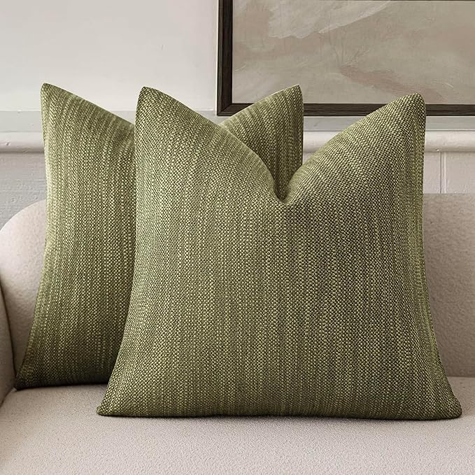 Foindtower Set of 2 Decorative Textured Burlap Linen Throw Pillow Covers by Foindtower