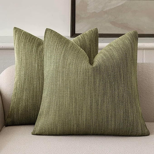 Foindtower Set of 2 Decorative Textured Burlap Linen Throw Pillow Covers by Foindtower