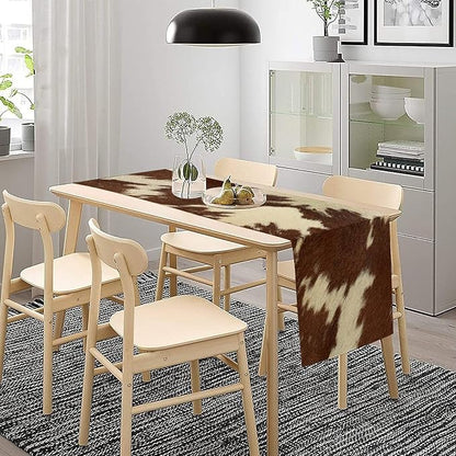 Cow Print Table Runner Retro Brown White Cow Fur Animal Fur Skin Farmhouse - Image 7