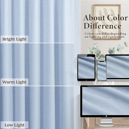 DANCURTON 108 Inch Curtains 2 Panel Set Light Blue Linen Floor to Ceiling - Image 7