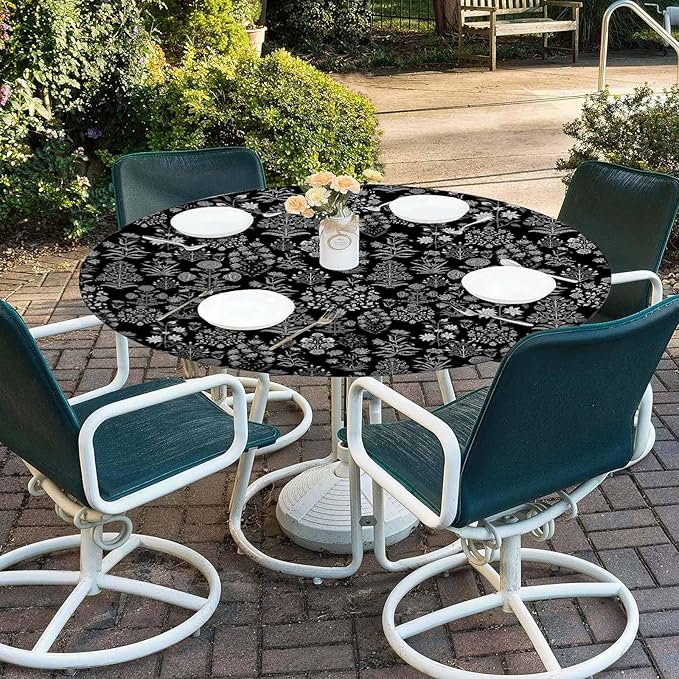 Black Fitted Round Tablecloth - Image 9