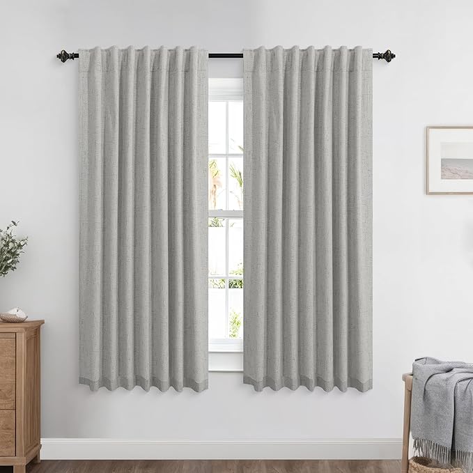 KOUFALL Bathoom Curtains Window, Linen Short Blackout Curtains by KOUFALL