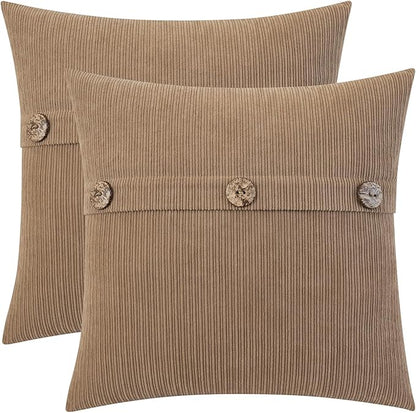 HWY 50 Taupe Chenille Throw Pillow Covers 18x18 Inch by HWY50