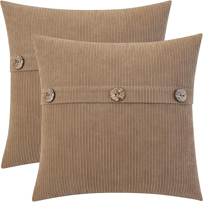 HWY 50 Taupe Chenille Throw Pillow Covers 22x22 Inch by HWY50