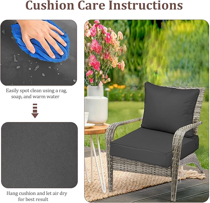 Outdoor Deep Seat Cushions for Patio Furniture Set of 2, Waterproof Outdoor - Image 7