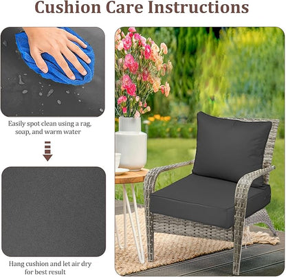 Outdoor Deep Seat Cushions for Patio Furniture Set of 2, Waterproof Outdoor - Image 7