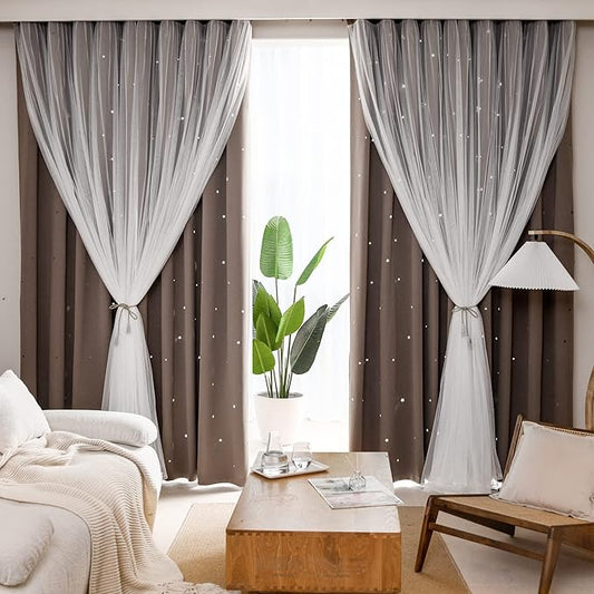Kinryb Kids Blackout Curtains for Bedroom/Living Room/Classroom, Sheer Overlay by Kinryb