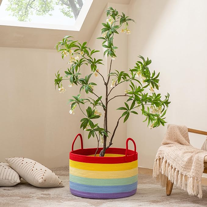 KAKAMAY Large Blanket Basket, Woven Baskets - Image 9