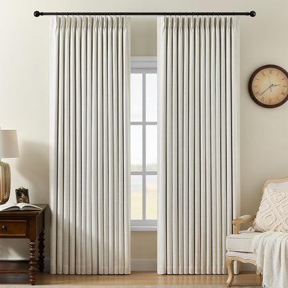 pinch pleated linen curtains 100% blackout 95 inches, main product view