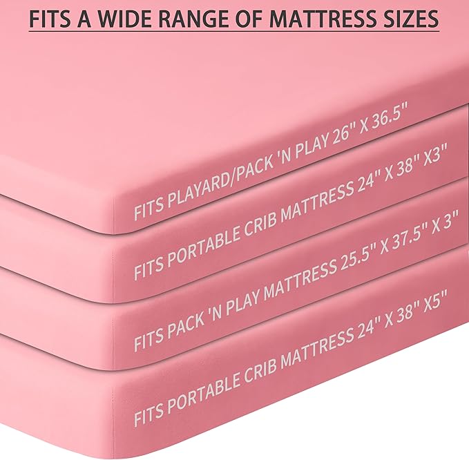Pack and Play Sheets Fitted, 2 Pack Pack n Play Sheets - Image 3