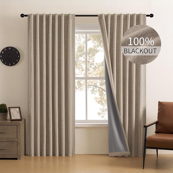CUCRAF Custom 100% Total Blackout Curtains, Linen Back Tab and Rod Pocket - Image 4