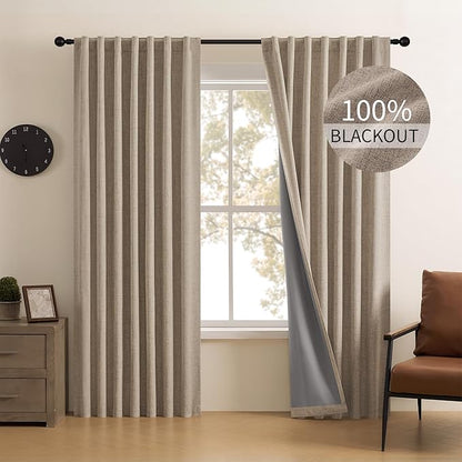 CUCRAF Custom 100% Total Blackout Curtains, Linen Back Tab and Rod Pocket - Image 4
