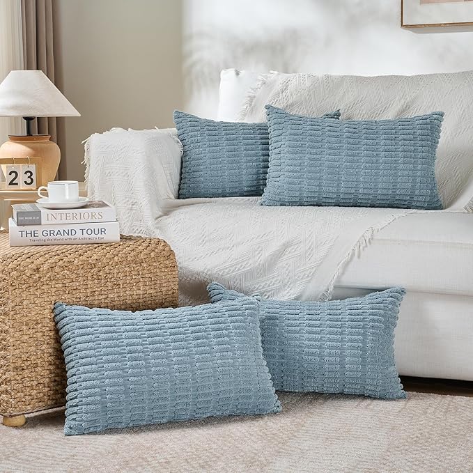 Fancy Homi 4 Packs Boho Light Blue Decorative Throw Pillow Covers 14x24 Inch by Fancy+Homi