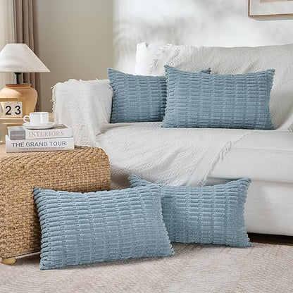 Fancy Homi 4 Packs Boho Light Blue Decorative Throw Pillow Covers 14x24 Inch by Fancy+Homi
