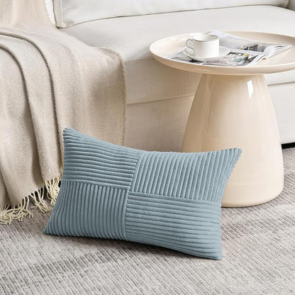 Fancy Homi Set of 2 Light Blue Lumbar Decorative Throw Pillow Covers 12x20 Inch - Image 2