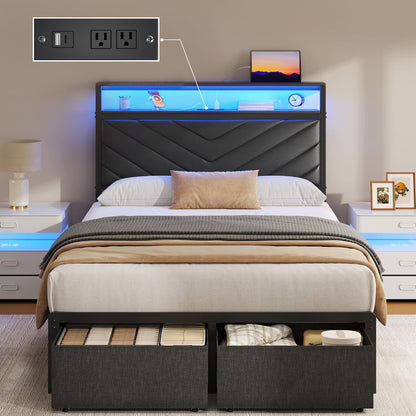 fluest twin bed frame with storage drawers, upholstered, main product view