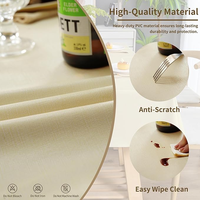 Rectangle Table Cloth, 100% Waterproof Tablecloth Oil Proof Spill Proof Vinyl - Image 3
