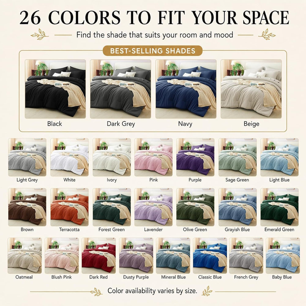 CozyLux Queen Comforter Set Purple, 7 Pieces Bed in a Bag