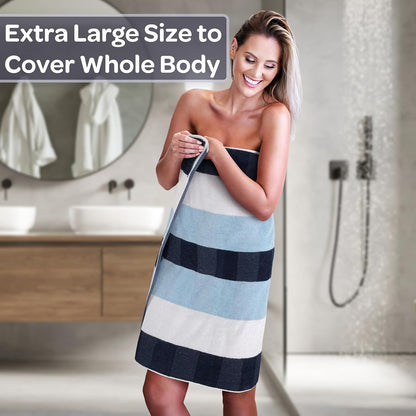 lavish home bathroom towels set, bathroom accessories, navy shown in use
