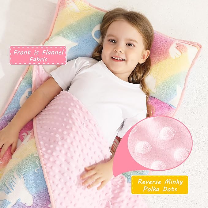 Toddler Nap Mat with Pillow and Blanket, Extra Large Rolled Napping Mats - Image 2