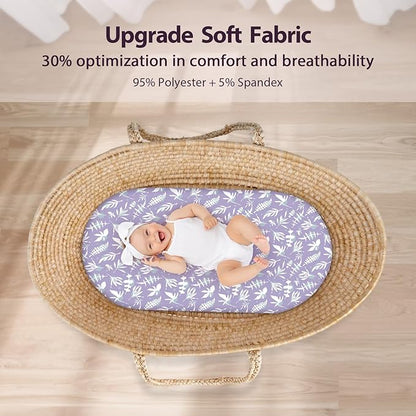 Baby Bassinet Sheets Girl Boy, Fitted Bassinet Sheet Set 3 Pack Bassinet - Image 4