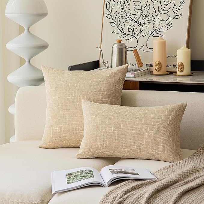 Kevin Textile Lumbar Throw Pillow Cover Both Sides Faux Linen Soft Solid - Image 4