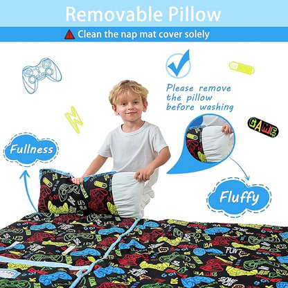 Toddler Nap Mat with Pillow and Blanket, Extra Large Rolled Napping Mats - Image 5
