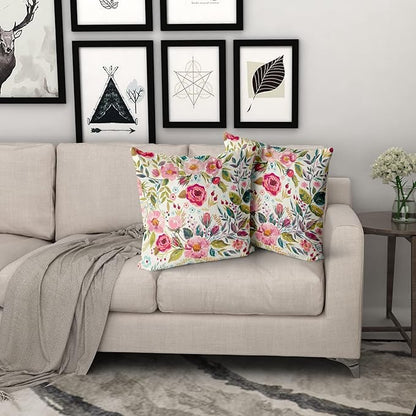 Spring Summer Flower Throw Pillow Covers 18X18 Inch Watercolor Peony Pillowcase - Image 7