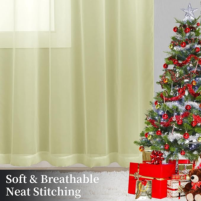 Sheer Curtains 84 Inches Long 2 Panels, Rod Pocket Short Curtain - Image 8