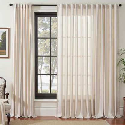 jinchan Extra Long Linen Blend Curtain 108 Inches Long 1 Panel - Image 2